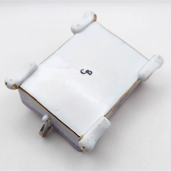 Cracker Barrel Victorian Style Floral Dual Tea Bag Caddy Holder 10k Gold Trim - Picture 3 of 6